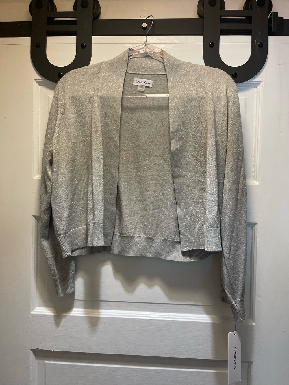Calvin Klein Women's Open-Front Silver Gray Cardigan Sweater | XL | NWT